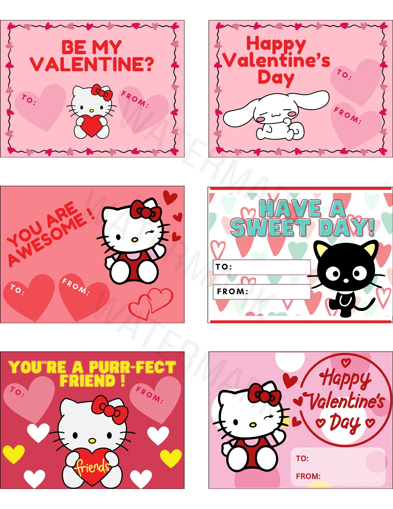 Free Printable Hello Kitty Valentines Day Cards