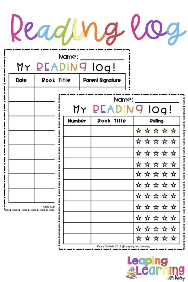 Kindergarten Reading Logs Printable