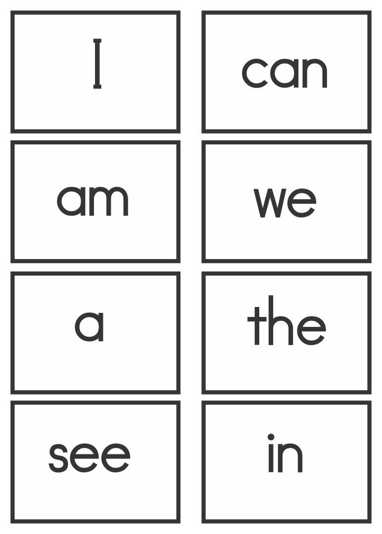 Free Kindergarten Sight Words Flash Cards Printable