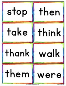 Kindergarten Sight Words Printables Free