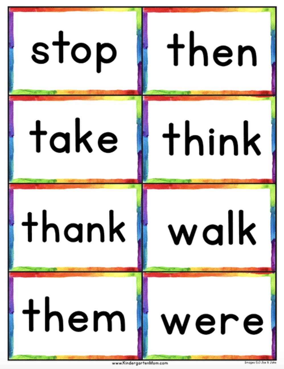 Kindergarten Sight Words Printables Free