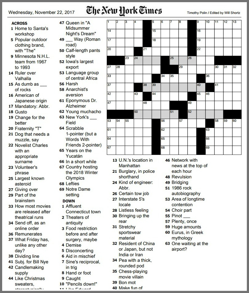 La Times Crossword Jan 6 2025 Scott M Reed
