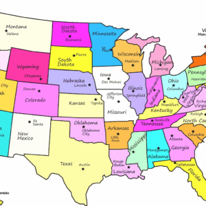 Labeled United States Map Printable