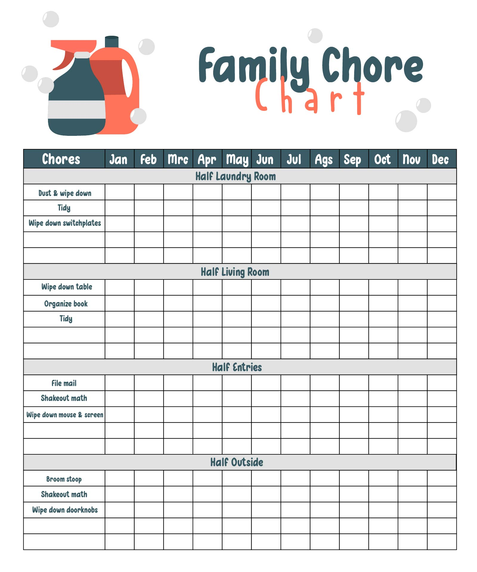 Large Family Chore Chart 10 Free PDF Printables Printablee