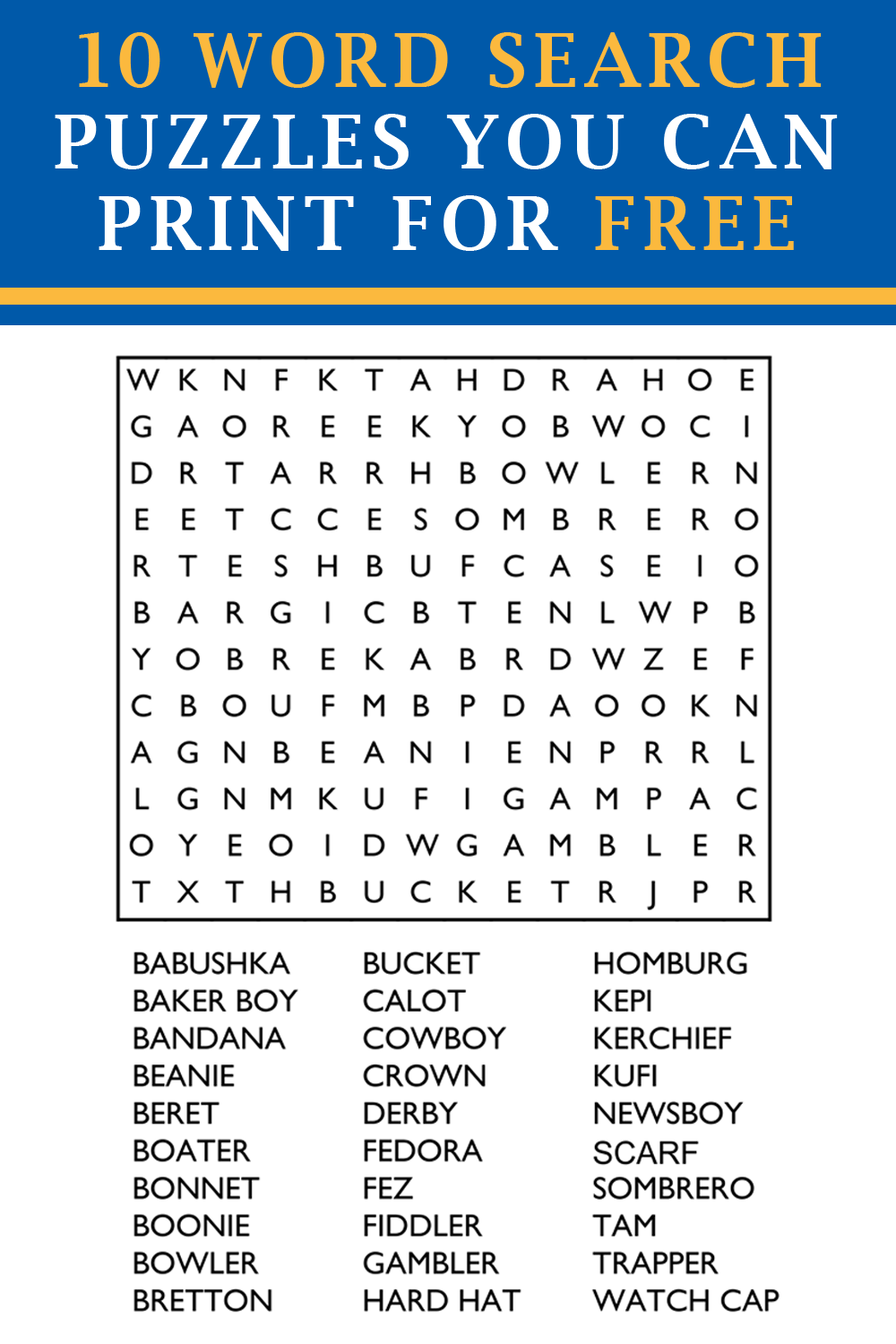 Free Large Print Word Search Puzzles Printable