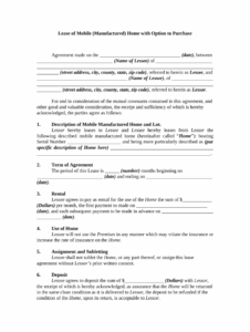 Lease Or Rental Agreement Of Mobile Or Manufactured Home With Option To