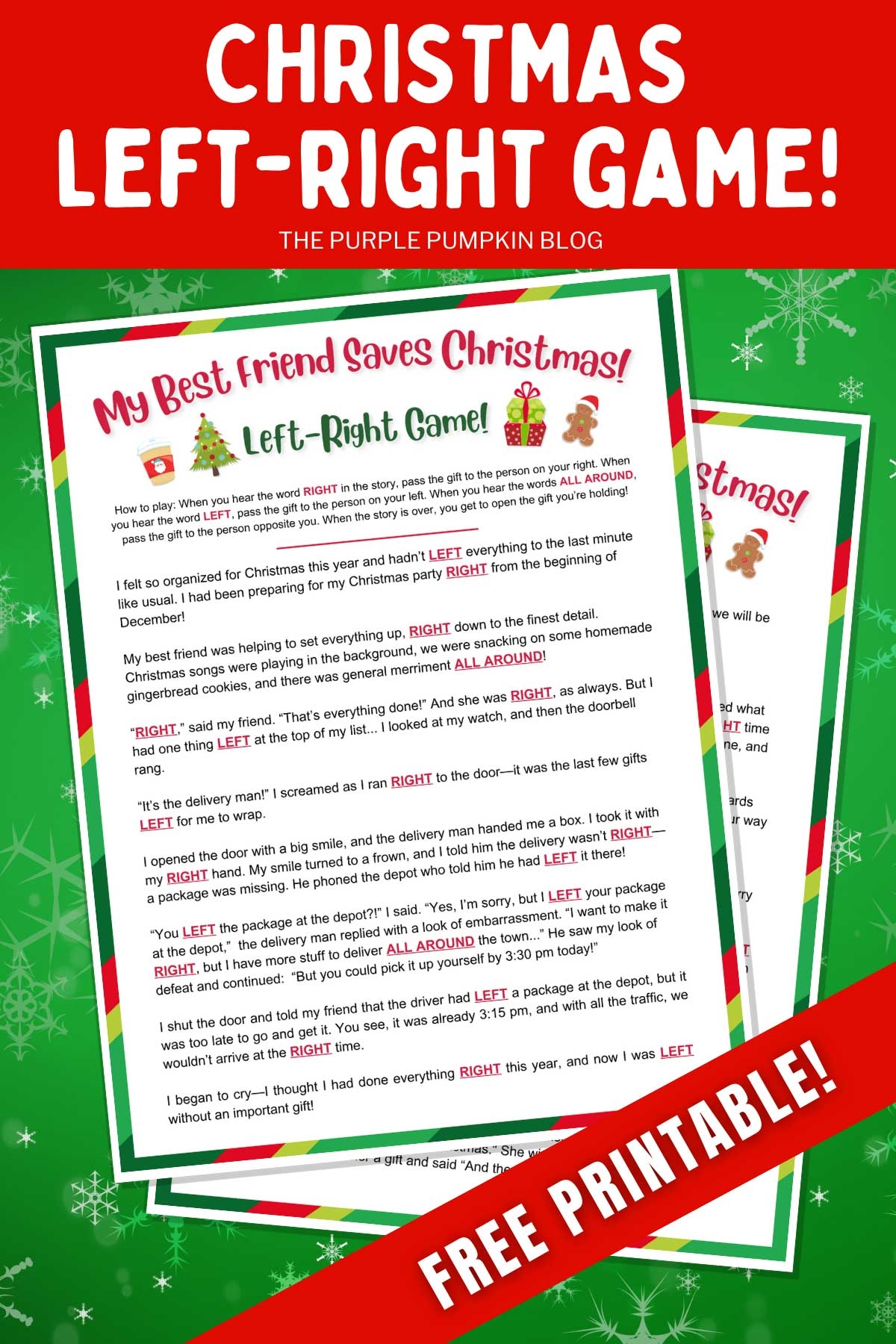 Left Right Christmas Game Printable Free