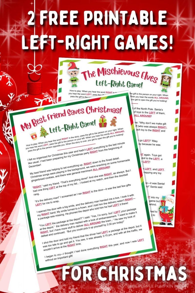 Left Right Christmas Game Free Printable 2 Stories 