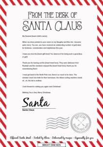 Letter From Santa Free Printable Personalized Bright Star Kids USA