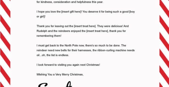 Free Printable Personalised Letter From Santa Template