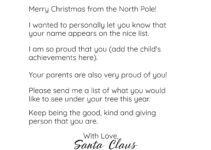Personalized Letter From Santa Free Printable