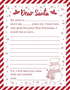 Letter To Santa Template Free Printable