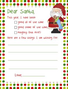 Letters To Santa Templates Free Printable