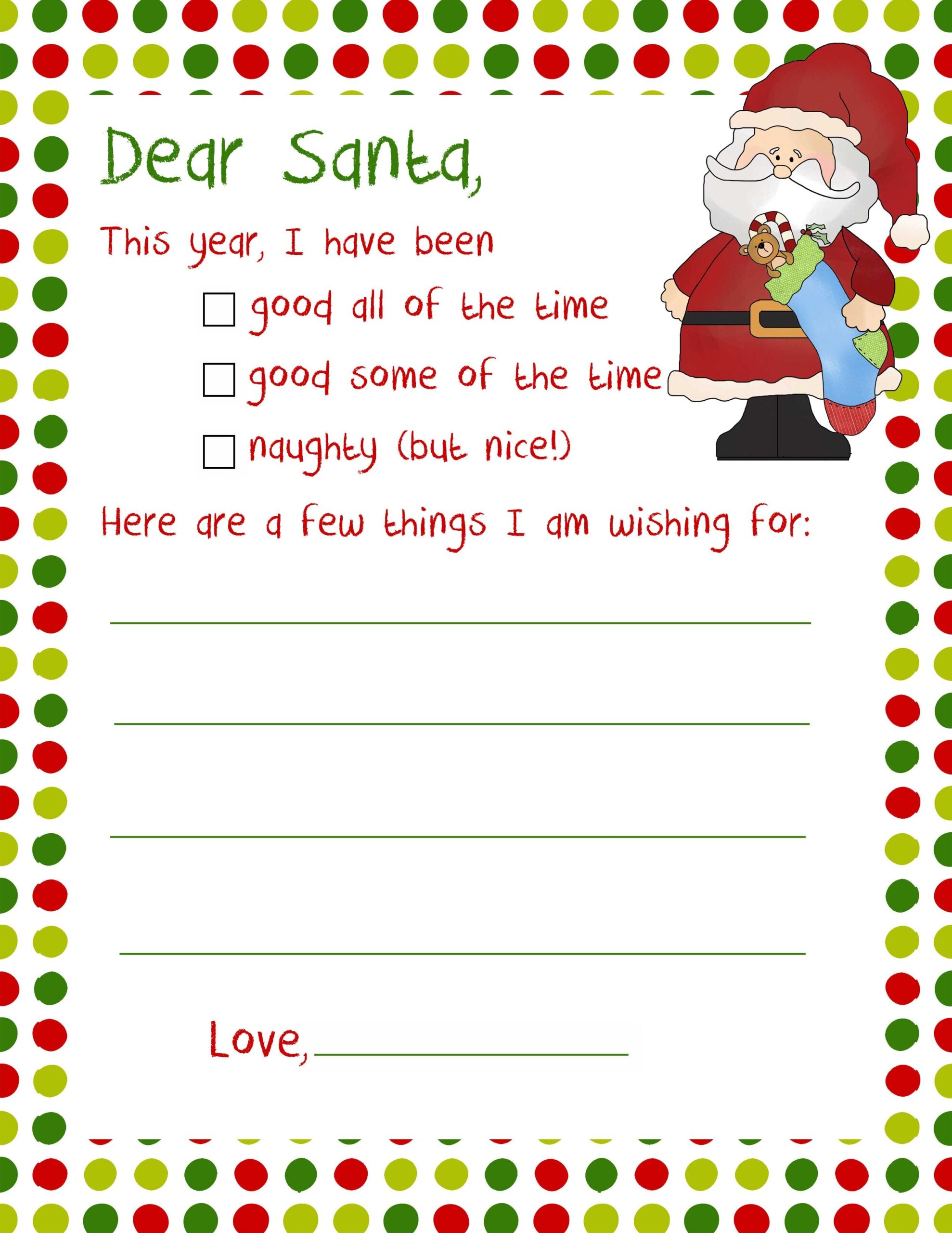 Letters To Santa Templates Free Printable