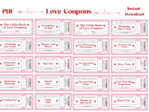 Love Coupon Book For Her Printable Love Coupons Valentines Love