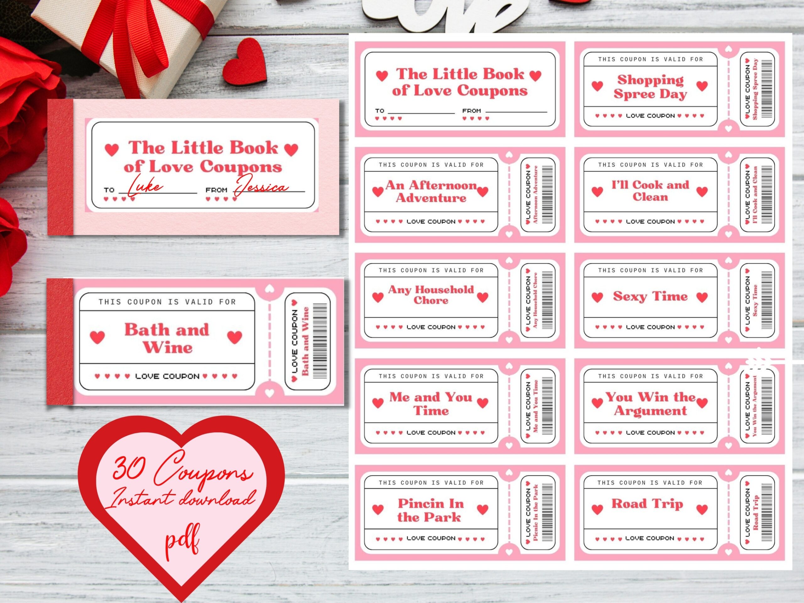 Love Coupon Book For Him Printable Love Coupons Valentines Love 