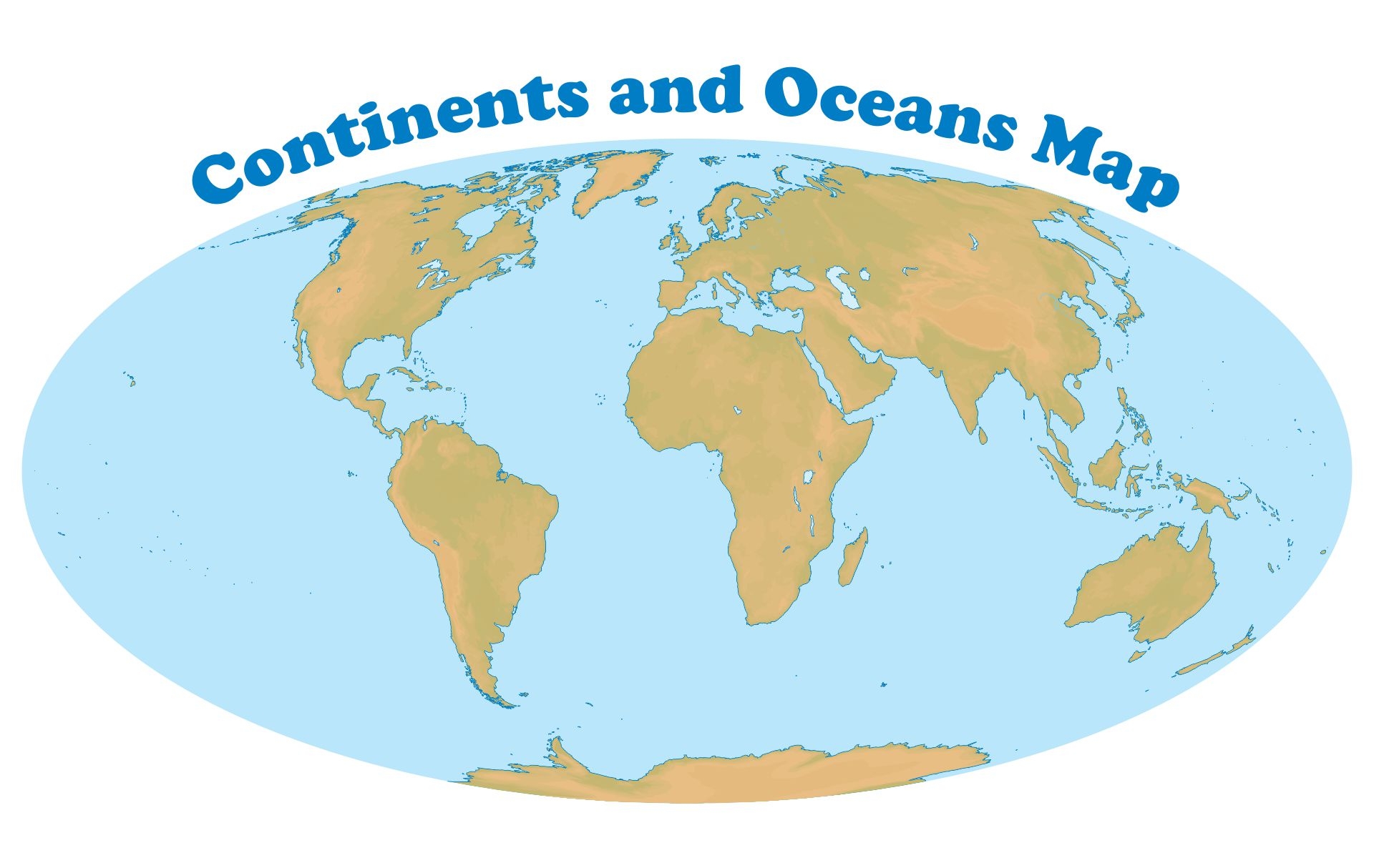 Map Of Continents And Oceans Printable Pdf