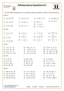 Math Worksheets For 8th Graders Free Printable