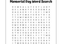 Memorial Day Word Search Free Printable