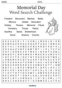 Memorial Day Word Search Free Printable Worksheet Memorial Day Word