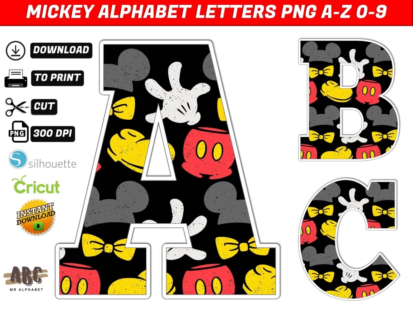 Free Printable Mickey Mouse Alphabet Letters