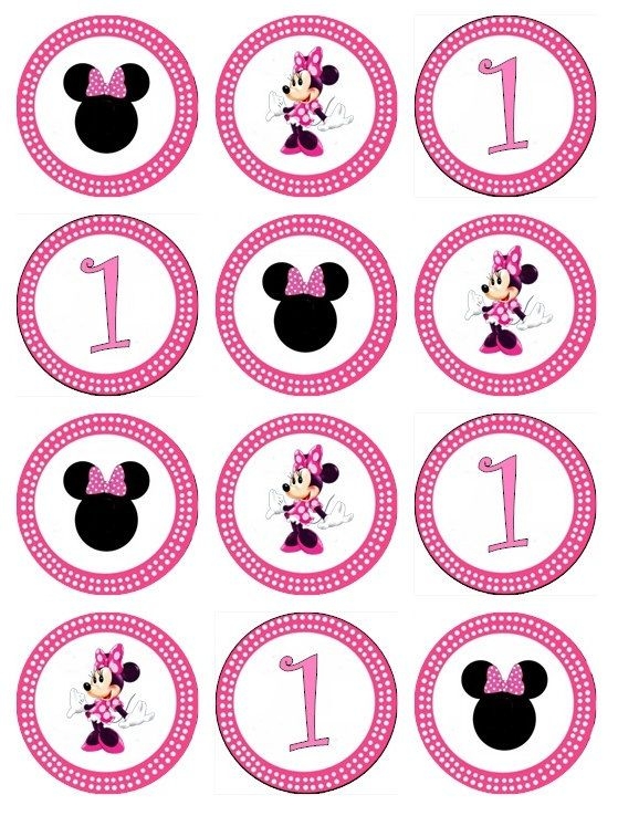Free Printable Minnie Mouse Cupcake Toppers