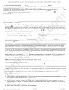 Mobile Gome Space And Mobile Home Lease Agreement Printable Pdf Download