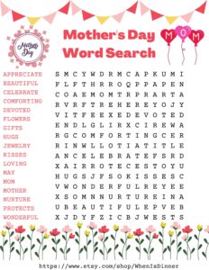 Mother 39 s Day Printable Word Search