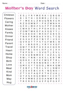 Mother 39 s Day Word Search Free Printable
