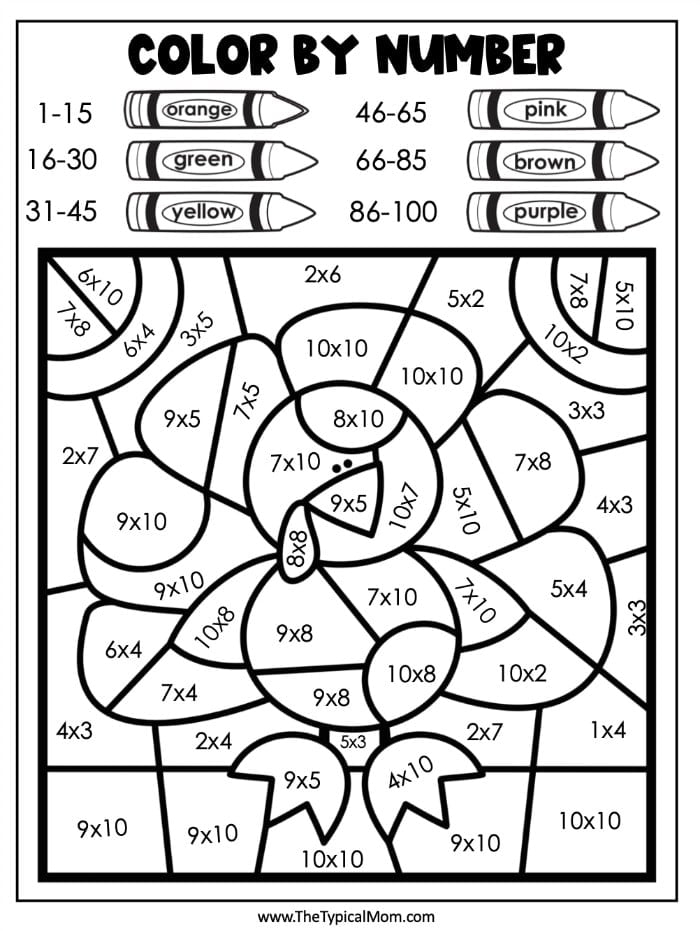 Multiplication Color By Number Printable Free