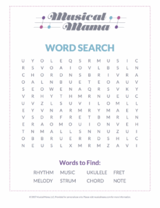 Music Word Search Puzzles