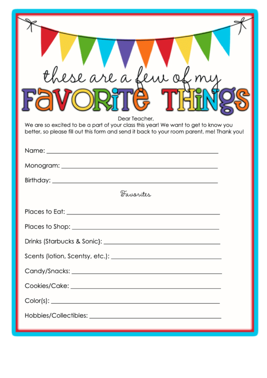 My Favorite Things List Free Printable Make This Free Printable 