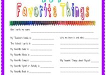 My Favorite Things List Free Printable