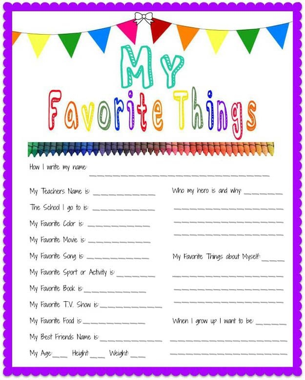 My Favorite Things List Free Printable Printable Word Searches