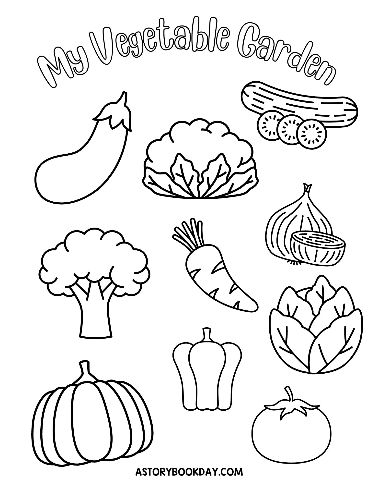 My Vegetable Garden Coloring Page A Storybook Day