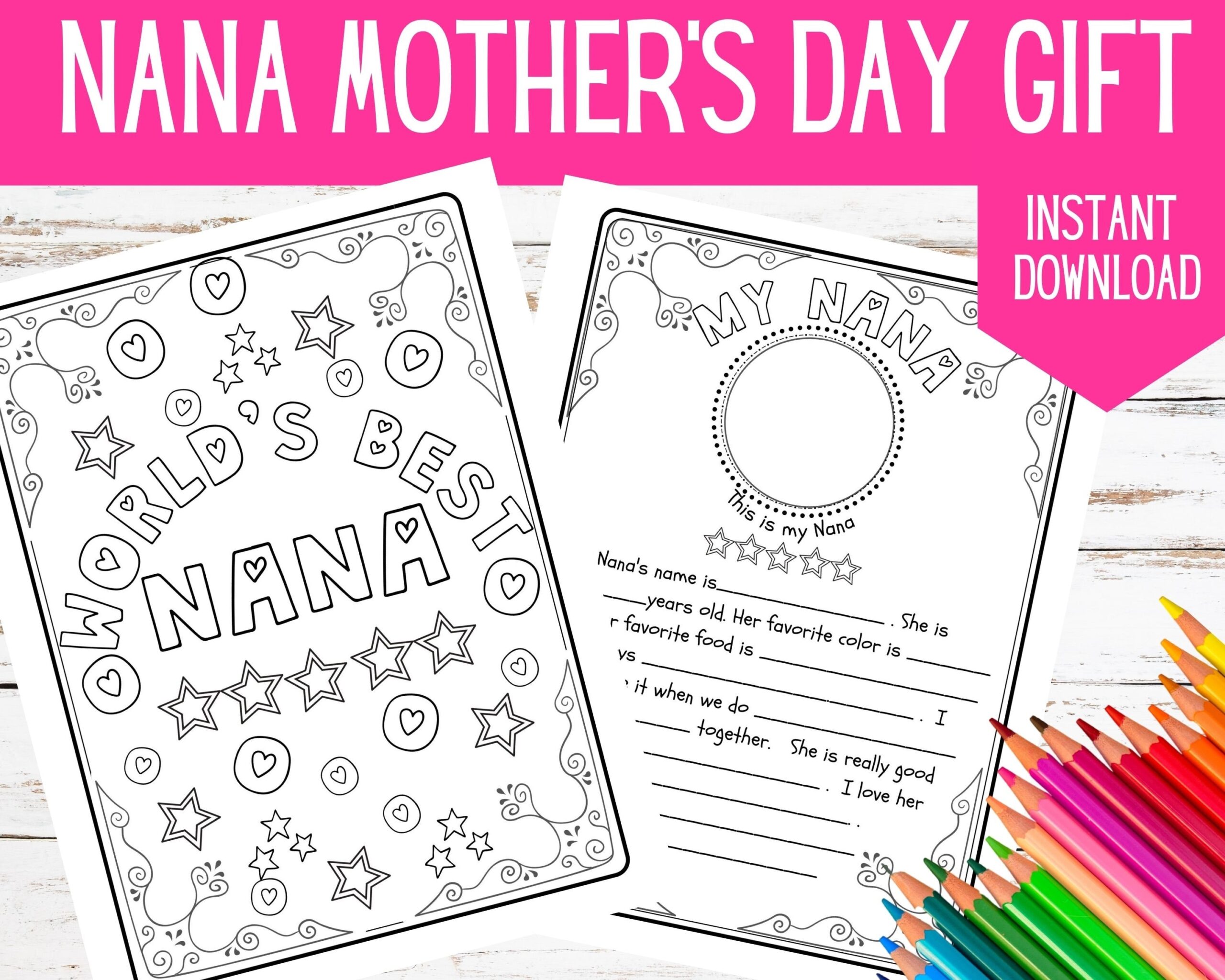 Nana Mother 39 s Day Printable All About My Nana Etsy Australia