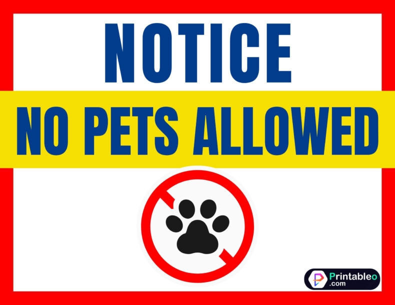 No Pets Allowed Sign Free Printable