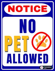 No Pets Allowed Sign Free Printable
