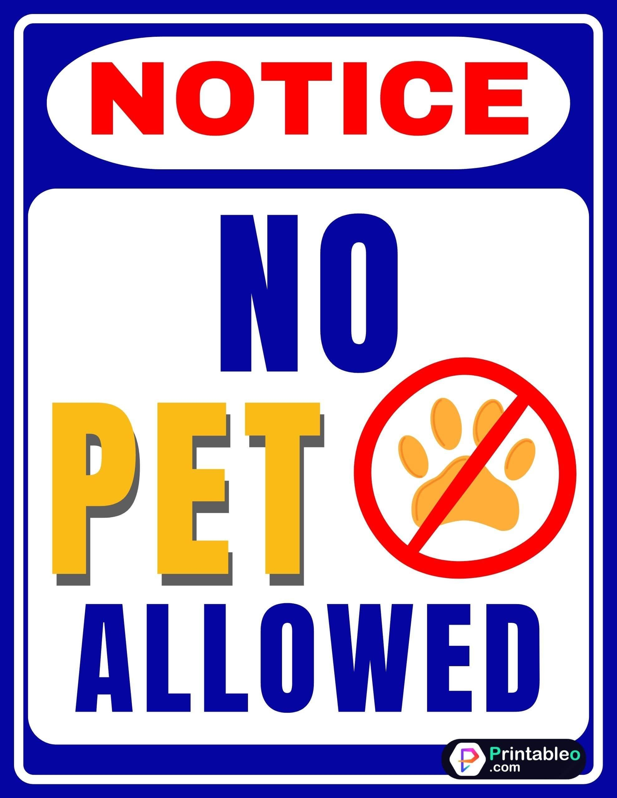 No Pets Allowed Sign Free Printable