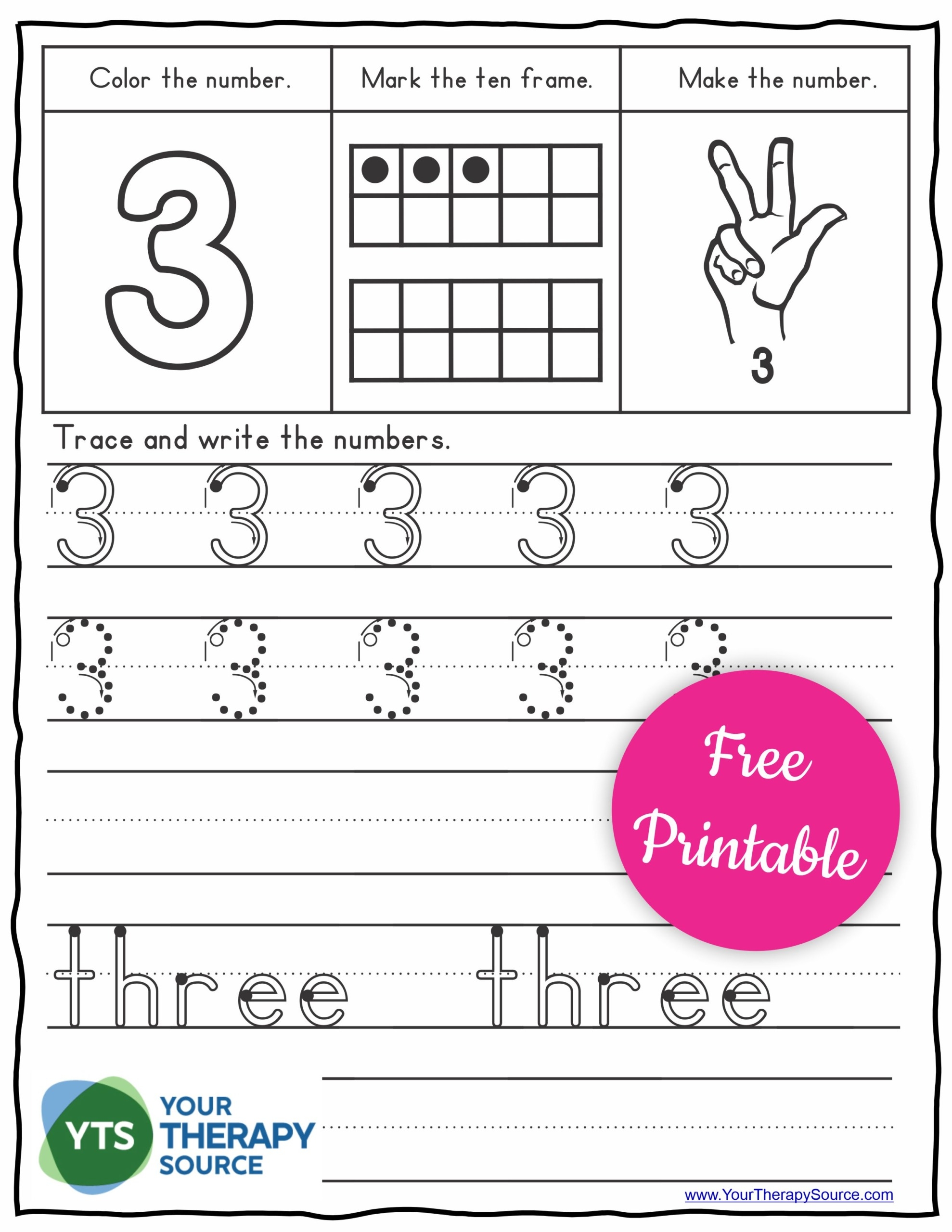 Free Printable Tracing Numbers Worksheets For Preschoolers