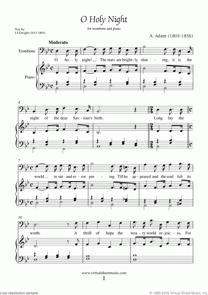 O Holy Night Free Printable Sheet Music