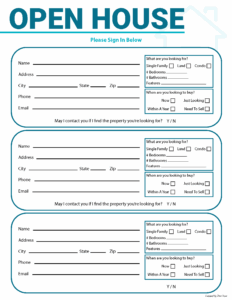Open House Sign In Sheet Free Printable