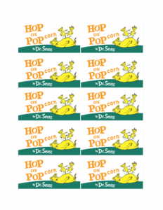 Page 1 Of 1 Dr Seuss Snacks Hop On Pop Popcorn Labels