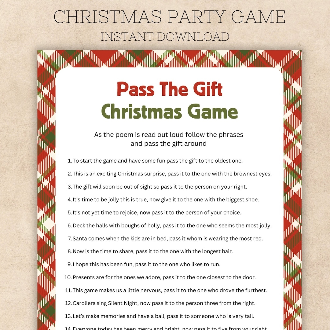 Pass The Gift Christmas Game Printable Office Christmas Party Game 