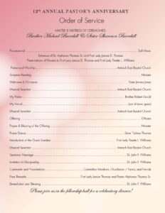 Pastor Anniversary Program Template Free