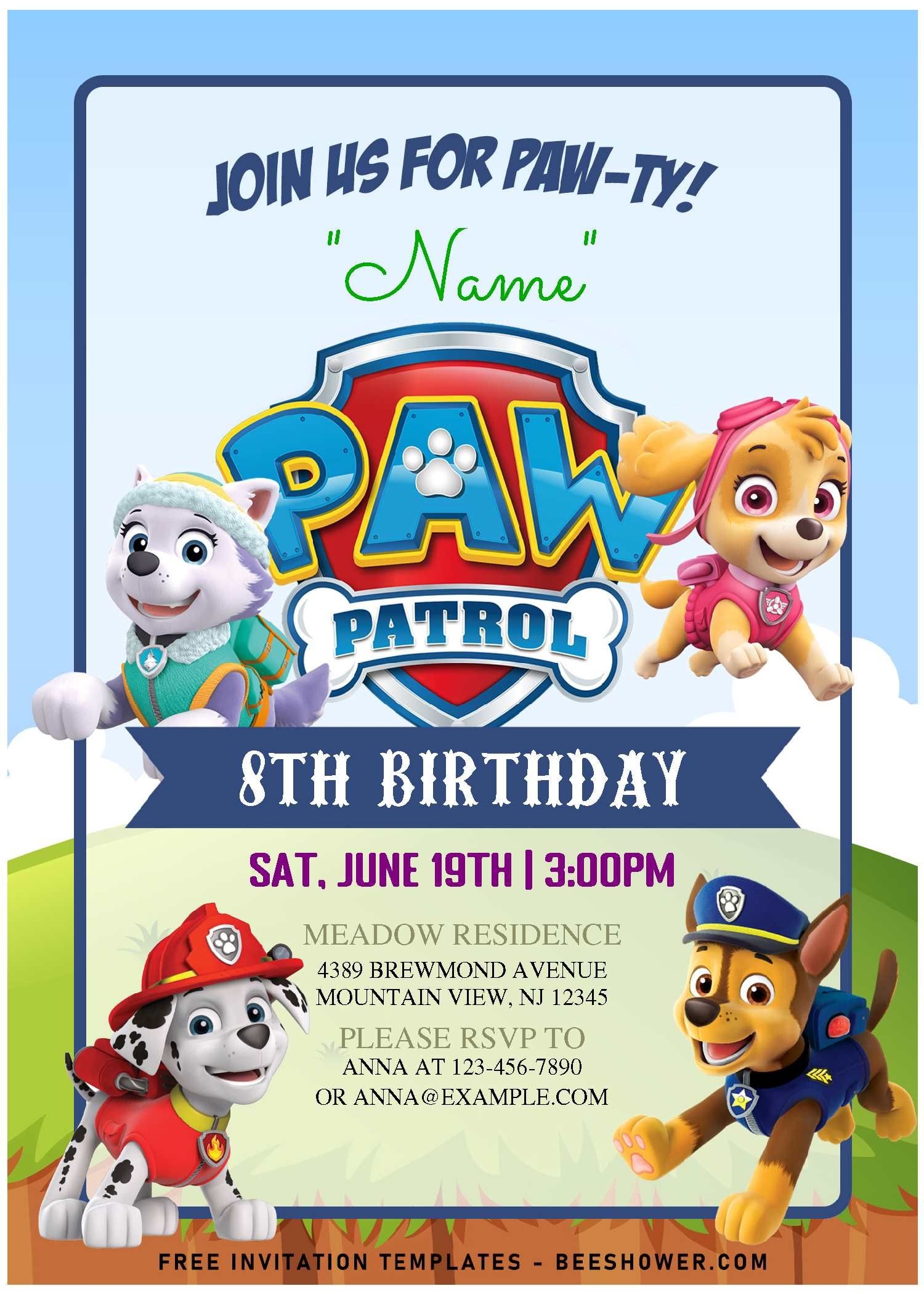 Paw Patrol Free Printable Birthday Card