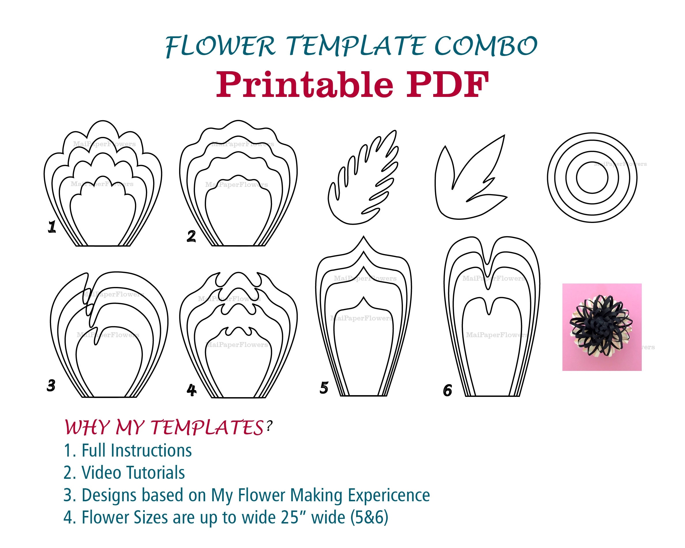 Pdf Printable Free Paper Flower Petal Templates Paper Rose Template 