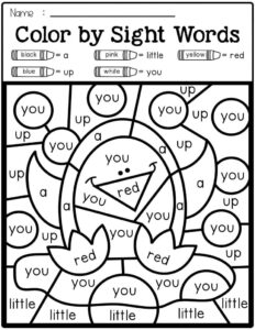 Penguin Sight Words Coloring Page Printable Coloring Page For Kids