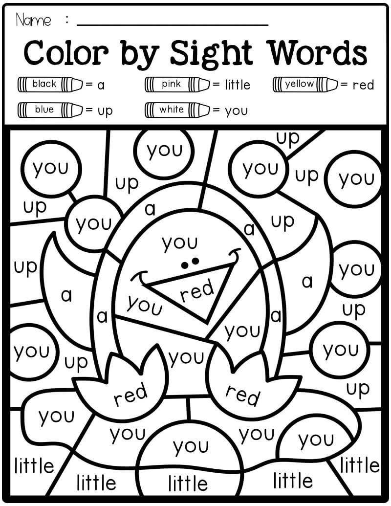 Penguin Sight Words Coloring Page Printable Coloring Page For Kids 