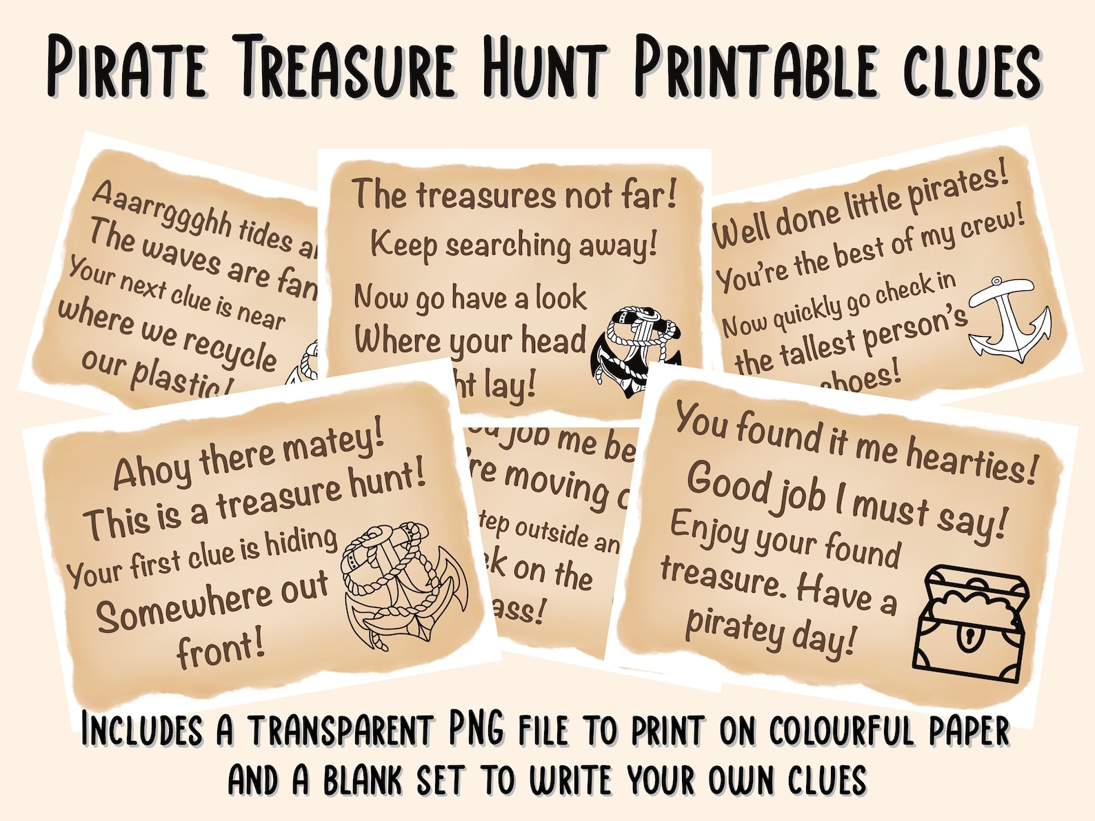 Pirate Treasure Hunt Clues Printable Clues For Kids A4 PDF JPEG And 